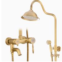 Ensemble de douche mural thermostatique dissimulé à double fonction en laiton chromé poli, style classique français, avec jets modernes pour bain et douche