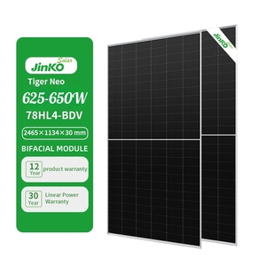 Hot Selling For Jinko Tiger Neo Bifacial Solar Panels 625-650W N-Type Half Cell Double Glass PV Modules