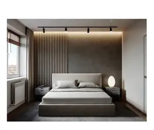 五星级酒店现代漆画灰木软垫布艺酒店家具迪拜