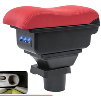 DAIAO Luxe Amérique du Sud – Boîte de rangement d'accoudoir de console centrale en cuir PU noir avec porte-gobelet rotatif USB DA-6326 pour voiture