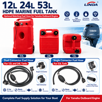 Réservoir de carburant marin en HDPE rouge LINDA 12L 24L 53L avec tuyau de carburant pour la rénovation/mise à niveau des moteurs hors-bord Yamaha