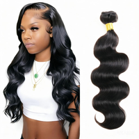 Extensions de cheveux 100% vierges, 3 paquets, ondulés, cheveux chinois, 12-28 pouces, noirs, double trame machine