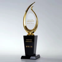 Cadeau d'affaires personnalisé Plaque en métal doré verre cristal flamme trophée et prix