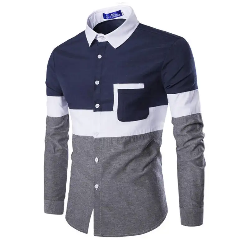 Patchwork color shirt 100% Cotton office shirts men slim fit design slim fit office shirt for men best quality brand