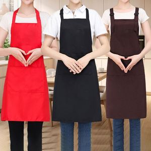 Tabliers longs pour femmes en tissu de coton imprimé personnalisé avec logo, deux poches - Product Image 4