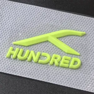 Kustom merek pakaian mewah 3D logo silikon kepadatan tinggi besi lunak pada Transfer panas Patch untuk T-shirt