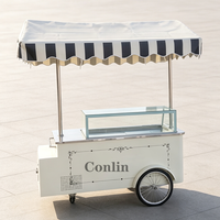 Chariot à gelato italien à pousser à la main, kiosque à crème glacée pour l'extérieur, à vendre