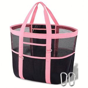 Sac de plage en filet avec fermeture éclair, grand sac fourre-tout de plage pour femme, sac de voyage pour jouets de piscine et essentiels de croisière - Product Image 4