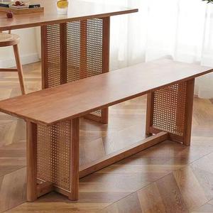 Approvisionnement d'usine Table de salle à manger <span class=keywords><strong>en</strong></span> bois massif populaire Table rectangulaire Tables de dîner de restaurant <span class=keywords><strong>en</strong></span> rotin avec double socle <span class=keywords><strong>en</strong></span> rotin - Product Image 3