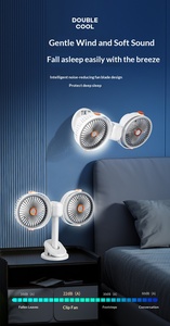 Ventilateur oscillant de bureau <span class=keywords><strong>à</strong></span> double tête, USB, 1200 mAh, rechargeable, portable, rotation automatique, ventilateur de refroidissement <span class=keywords><strong>à</strong></span> clipser sur table ou <span class=keywords><strong>mur</strong></span> - Product Image 4
