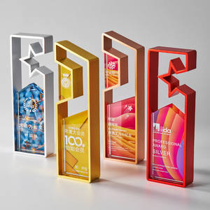 हॉट बिक्री रचनात्मक धातु क्रिस्टल पुरस्कार क्रिस्टल ट्रॉफी फैशन पांच नुकीले स्टार धातु ट्रॉफी - Product Image 1