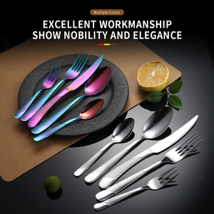 Couverts <span class=keywords><strong>à</strong></span> pois en <span class=keywords><strong>métal</strong></span>, service de couverts de luxe en titane doré pour mariage, couverts de restaurant en acier inoxydable - Product Image 2