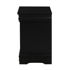 Black 2-<b>drawer</b> Nightstand With Silver Handles Bedroom <b>Storage</b> <b>Drawer</b> Unit - Product Image 4