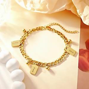 Dropshipping 316L ชุบทอง18K กำไลข้อมือสเตนเลสสตีลตัวเลขโรมันขนาดเล็กดีไซน์รูปผีเสื้อทรงสี่เหลี่ยมขนาดเล็กเหมาะกับชายและหญิง - Product Image 1