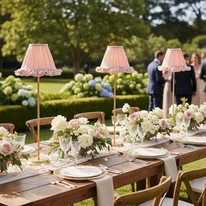 Lampada da Tavolo in Tessuto Senza Fili Alta 72cm con Telecomando Ricaricabile e <span class=keywords><strong>Paralume</strong></span> Plissettato per Decorazioni di Matrimoni ed Eventi - Product Image 1