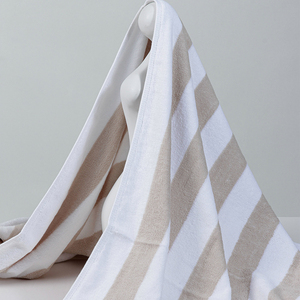Cotton Bath Towels Woven First-class Combed Cotton Thickening Durable Beach Towel White <strong>Blue</strong> Stripe Wholesale - Product Image 2