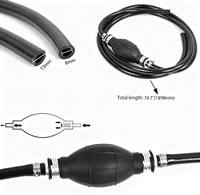 Tuyau de carburant marin tressé en nylon de 5/16 pouces avec pompe d'amorçage pour moteurs hors-bord, bateaux, VR, tracteurs et caravanes