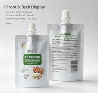 Kemasan Pouch Perawatan Bayi, Kantong Tekan Lembut Portabel 30g, Kemasan Krim Losion, Plastik Komposit, Pouch Stand Up, OEM Custom