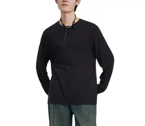 Camiseta de fondo, camiseta para hombre, Top 2024 otoño e invierno, nueva moda, interior de color sólido, prendas de punto de manga larga para hombre