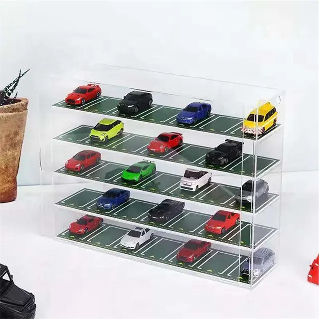 Rõ ràng đồ chơi tủ trưng bày bánh xe nóng Đồ chơi xe ô tô trường hợp Mega cửa hàng lucite Acrylic hiển thị Kệ đồ chơi xe hơi hiển thị trường hợp Acrylic Hộp xe