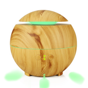 Wood Grain Aroma Diffuser 600ml Ultrasonic <b>Humidifier</b> With Light For Home Office Use - Product Image 1