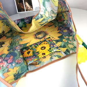 Bolsa de Compras Plegable Portátil de Poliéster con Estampado de Estilo Pintura al Óleo, Correa de Hombro Individual, Grande - Product Image 5