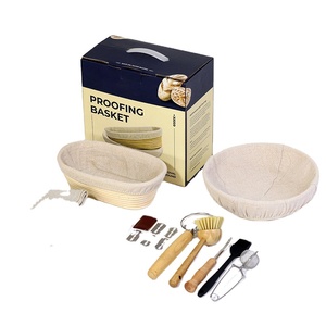 HT Conjunto de 2 9 Polegada 10 Polegada Cestas De Prova De Pão Rodada Oval Sourdough Cesta De Prova Com Forro De Linho Pão Lame - Product Image 1