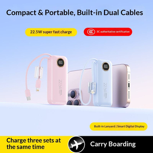 Productos Más Vendidos 2026 Mini Power Bank 10000mAh 22.5W Carga Rápida Cable Integrado Batería <span class=keywords><strong>de</strong></span> Respaldo Ligera para Emergencias - Product Image 3