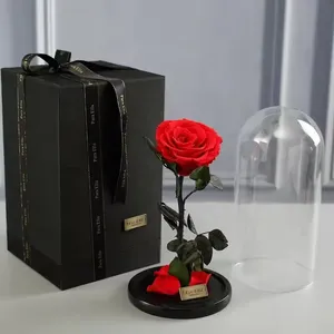 耐久性のあるPour Toujours Fleurs De Roses Eternelles Conservees Fleur En Verre Dome Eternal Forever Infinity Single Rose in Glass