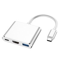 Adaptador USB C 3 en 1 al por mayor con cable, HDMI 4K, USB 3.0 y carga rápida PD de 100W, convertidor multipuerto de aluminio tipo C para laptop