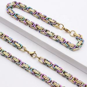 Collar de Joyería Zoryn Personalizable, Acero Inoxidable 316L, Estilo Vintage, Cadena Bizantina Mecánica de Oro de 18K, Pulsera y Collar - Product Image 1