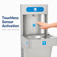 Robinet à capteur conforme ADA, filtration d'eau réfrigérée, remplisseur de bouteilles, station de remplissage de bouteilles pour hôpitaux et écoles
