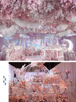 Fleurs artificielles pour allée de mariage, rose, orchidée et gypsophile, arrangements floraux roses sur le sol