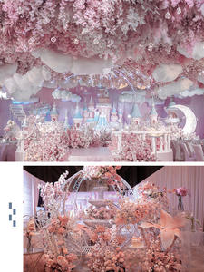 Arreglo Floral Personalizado para el Pasillo de Boda con Rosas Rosadas, Orquídeas y Paniculata, Elegantes Flores Artificiales para el Suelo - Product Image 3