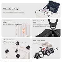 Valise trolley unisexe à ouverture latérale, compartiment profond, grande capacité, 20 pouces, avec roulettes universelles silencieuses, anti-chute, en PC, design tendance