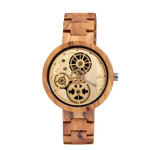 Dwg jam tangan mekanis pria, Organizer jam tangan meja murah berkelanjutan terukir kayu epoksi produsen Tiongkok