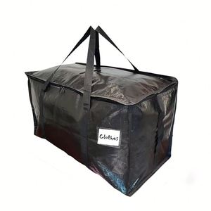 2024 Extra Large Tote Bag Reinforced Handles Promotional Folding Storage Solution for Moving Zipper Toy Quilt Clothing PP - Product Image 1