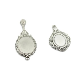 Anno Jewelry Stainless Steel Oval Pendant With Loop For DIY Jewelry Making 20mm X 15mm Ornate Frame Design - Product Image 1