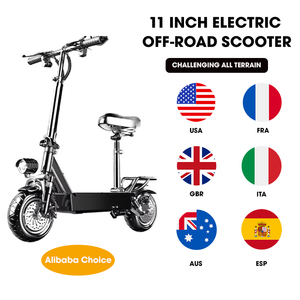 Trottinette électrique pliable de qualité supérieure 350W, moteur double sans balais, pneu tout-terrain de 11 pouces, charge maximale de 200 kg, trottinette électrique pour adultes - Product Image 1