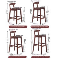 Tabouret de bar en bois massif à haut dossier, usage commercial et domestique, design moderne, pivotant, hauteur réglable, mobilier de bar