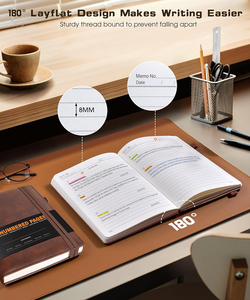 Diario <span class=keywords><strong>de</strong></span> Tapa Dura <span class=keywords><strong>de</strong></span> Cuero Marrón A5 con Páginas Numeradas y Rayadas <span class=keywords><strong>para</strong></span> Escribir, Tomar Notas, Negocios, <span class=keywords><strong>Trabajo</strong></span>, Escuela, Universidad, Unisex, Hombres, Mujeres - Product Image 6