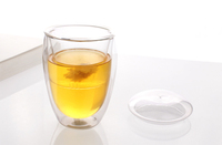 Mug à Infuseur à Thé en Verre à Double Paroi en Borosilicate de 350 ml (12 oz) Résistant à la Chaleur avec Filtre en Verre Ensemble à Café et à Thé