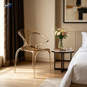 Sillón Moderno de Resina Ámbar Transparente ML con Diseño de Respaldo Curvo Fluido para Muebles de Sala de Estar - Product Image 6