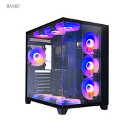Gabinete de PC ATX de Torre Completa Negro, Directo de Fábrica MANMU, Panel Lateral de Vidrio Templado, Aleación de Aluminio, Compatible con Micro ATX, para Juegos, en Stock