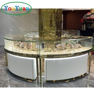 Runde runde Schmuck vitrine aus Holz schieben Deck Schmuck Display Theke Schmuck Vitrine Kiosk