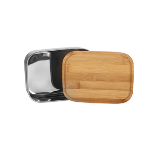 Paslanmaz çelik çocuk yemek kabı plastik ücretsiz sızdırmaz 2-bölmeli yemek kutusu yemek kabı seyahat çatal ve bambu kesme tahtası kapak ile - Product Image 3