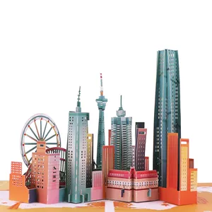 New Arrival 3D Pop Up Greeting Cards Custom Greeting Cards With Envelopes Building 3D Pop Up Card