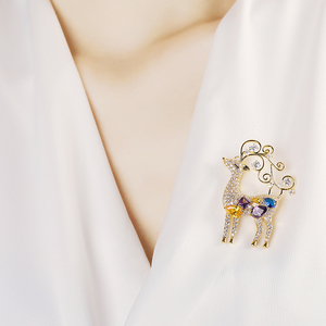 <span class=keywords><strong>Broche</strong></span> en cuivre et Zircon magnifique, pour femmes, excellente qualité, bijoux en or, mouton, cerf, coloré - Product Image 5