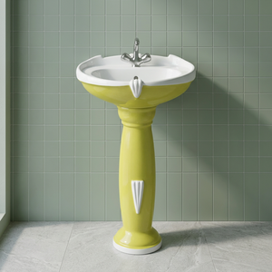 Nuevo Lavabo de Pedestal Independiente de Cerámica Rústica Color Rosa para Baño, Directo de Fábrica India - Product Image 6