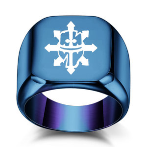 Bague carrée en acier inoxydable 18 mm, design bouclier flèche, bijoux de mode pour homme, cadeau - Product Image 4